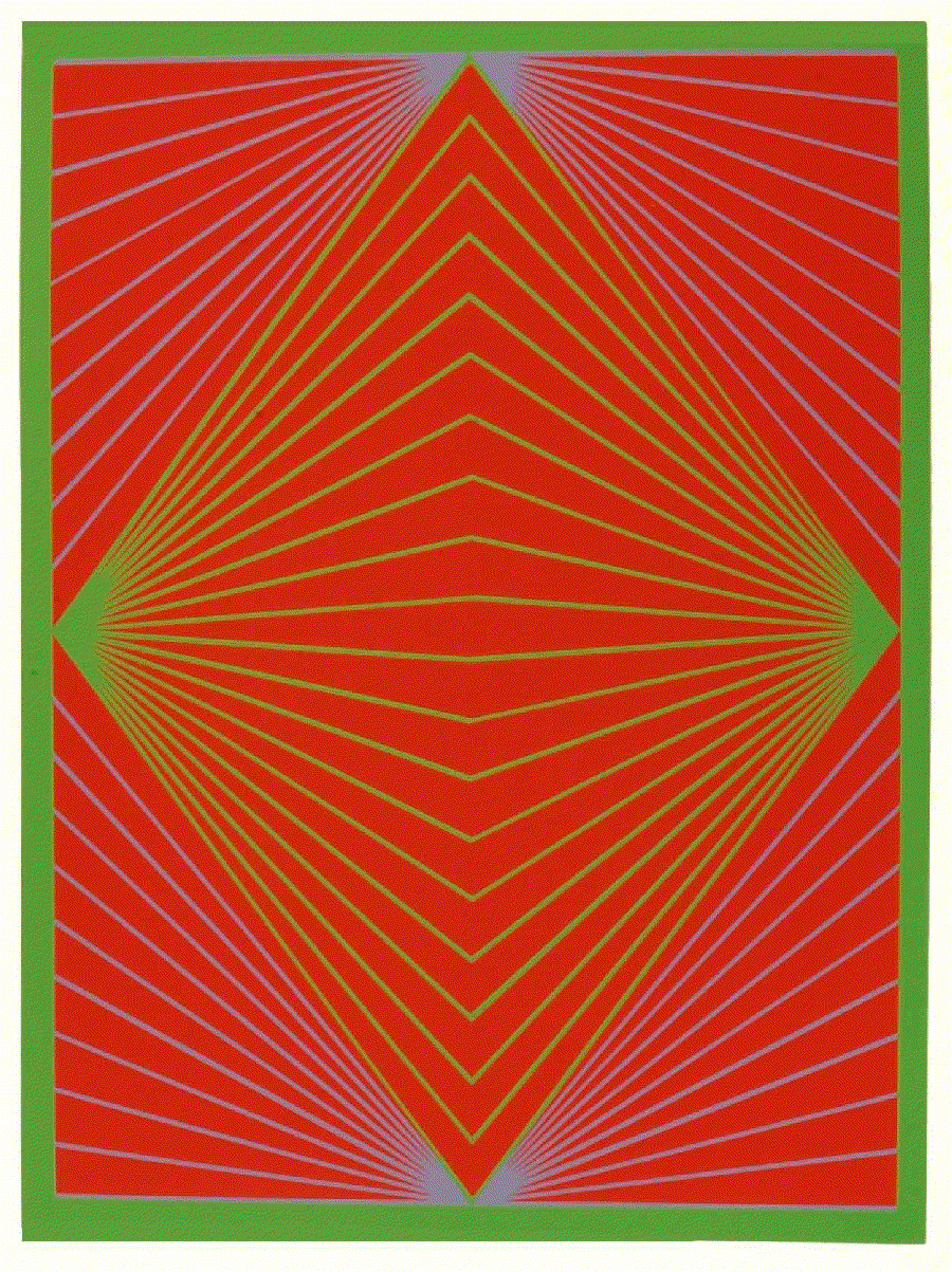 Available at VFA: Richard Anuszkiewicz, Diamond Chroma, 1965, Screenprint, 21 x 16 in.
