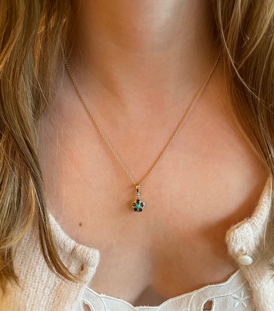Sapphire & Turquoise Rose Pendant