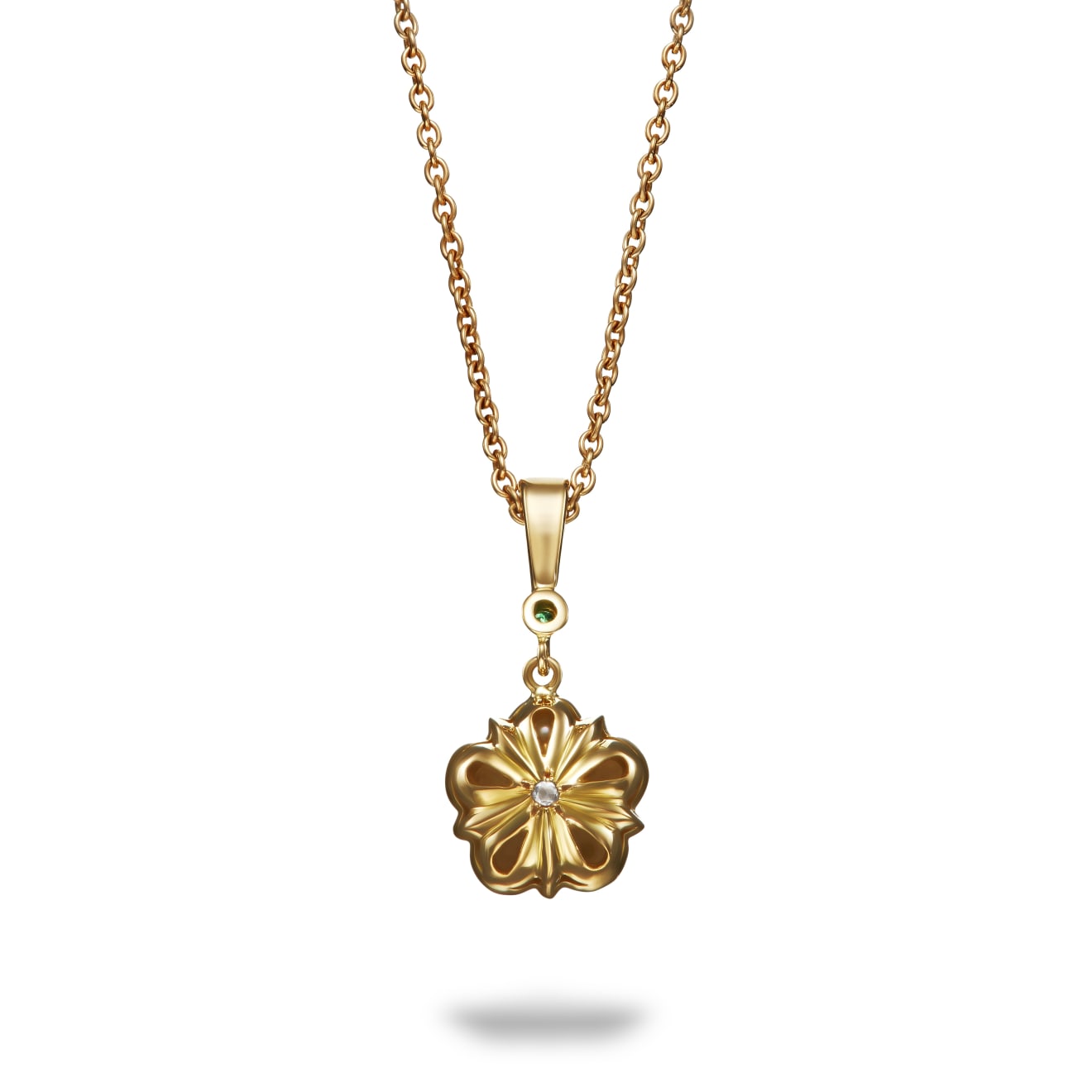 Pearl & Emerald Rose Pendant