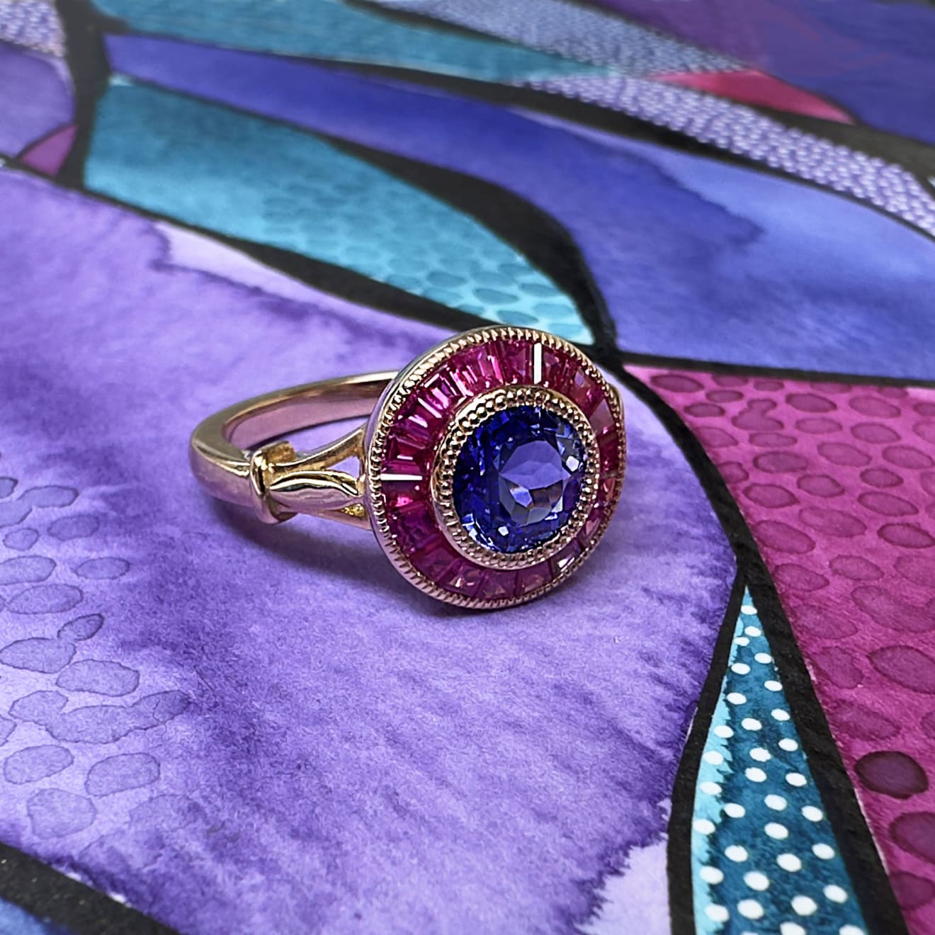 Tanzanite & Pink Sapphire Target Ring