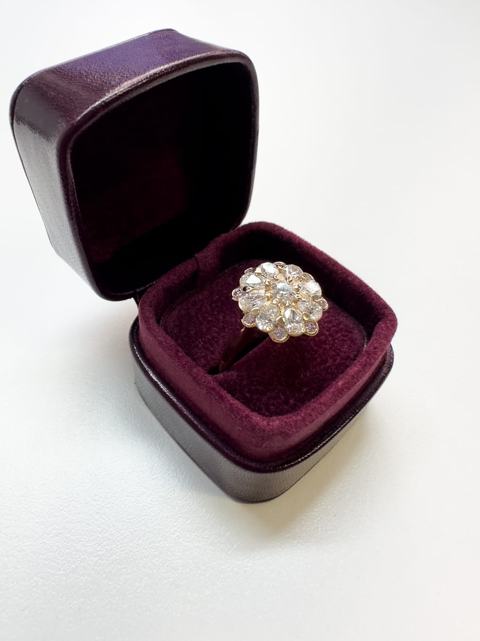 Diamond and Pink Diamond Rose Ring