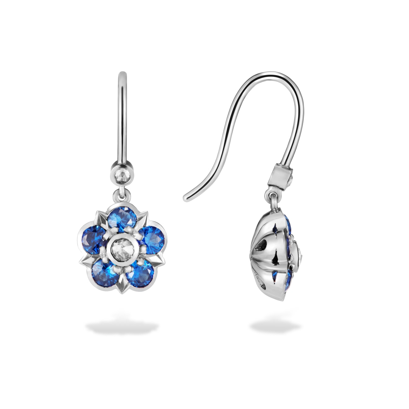 Sapphire & Diamond Rose Earrings