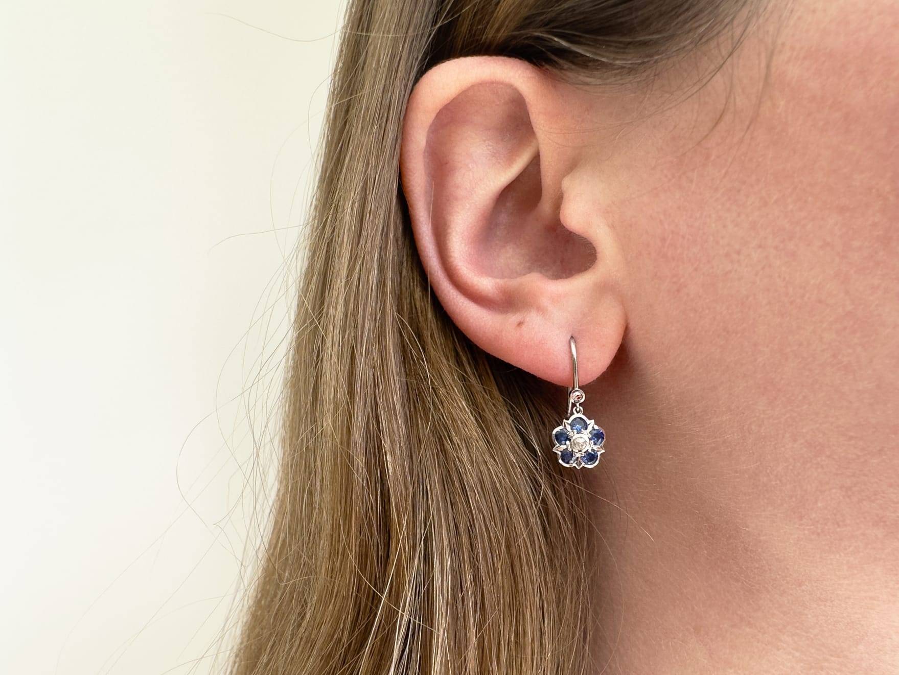 Sapphire & Diamond Rose Earrings
