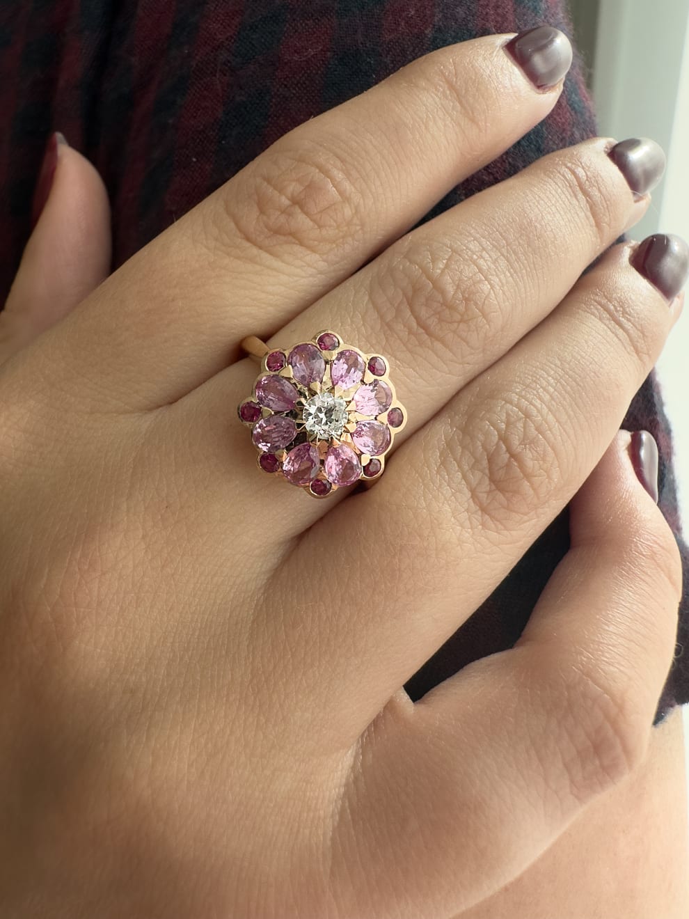 Pink Sapphire, Ruby & Diamond Rose Ring