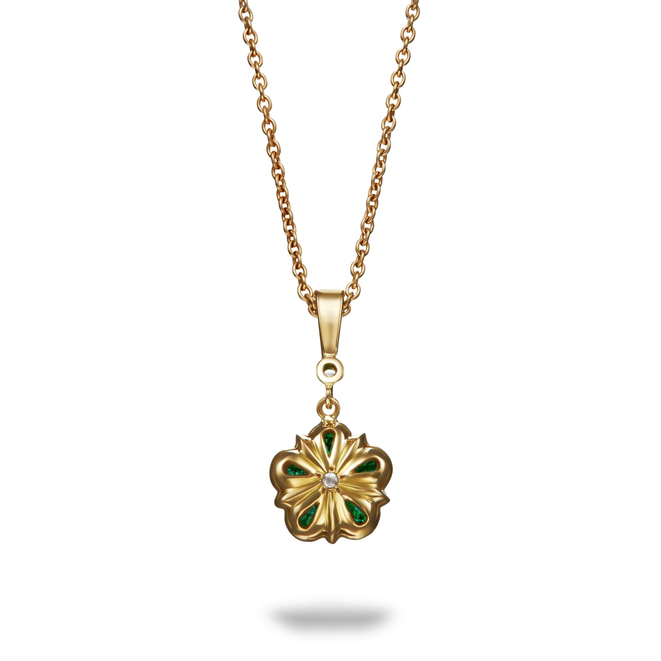Emerald & Diamond Rose Pendant