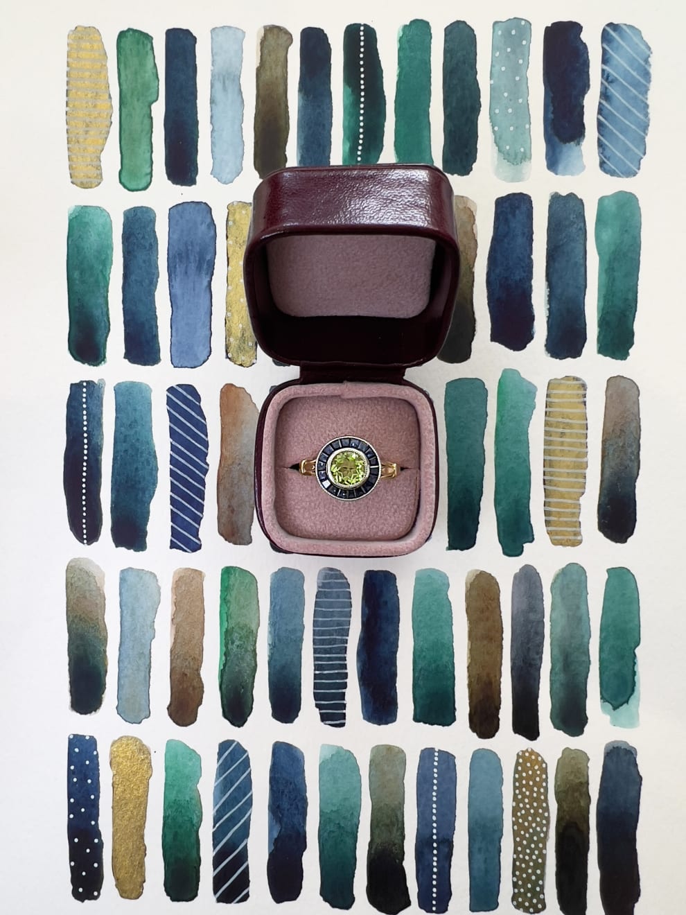 Peridot & Sapphire Target Ring
