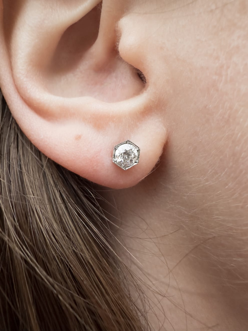 Honeycomb Diamond Stud Earrings