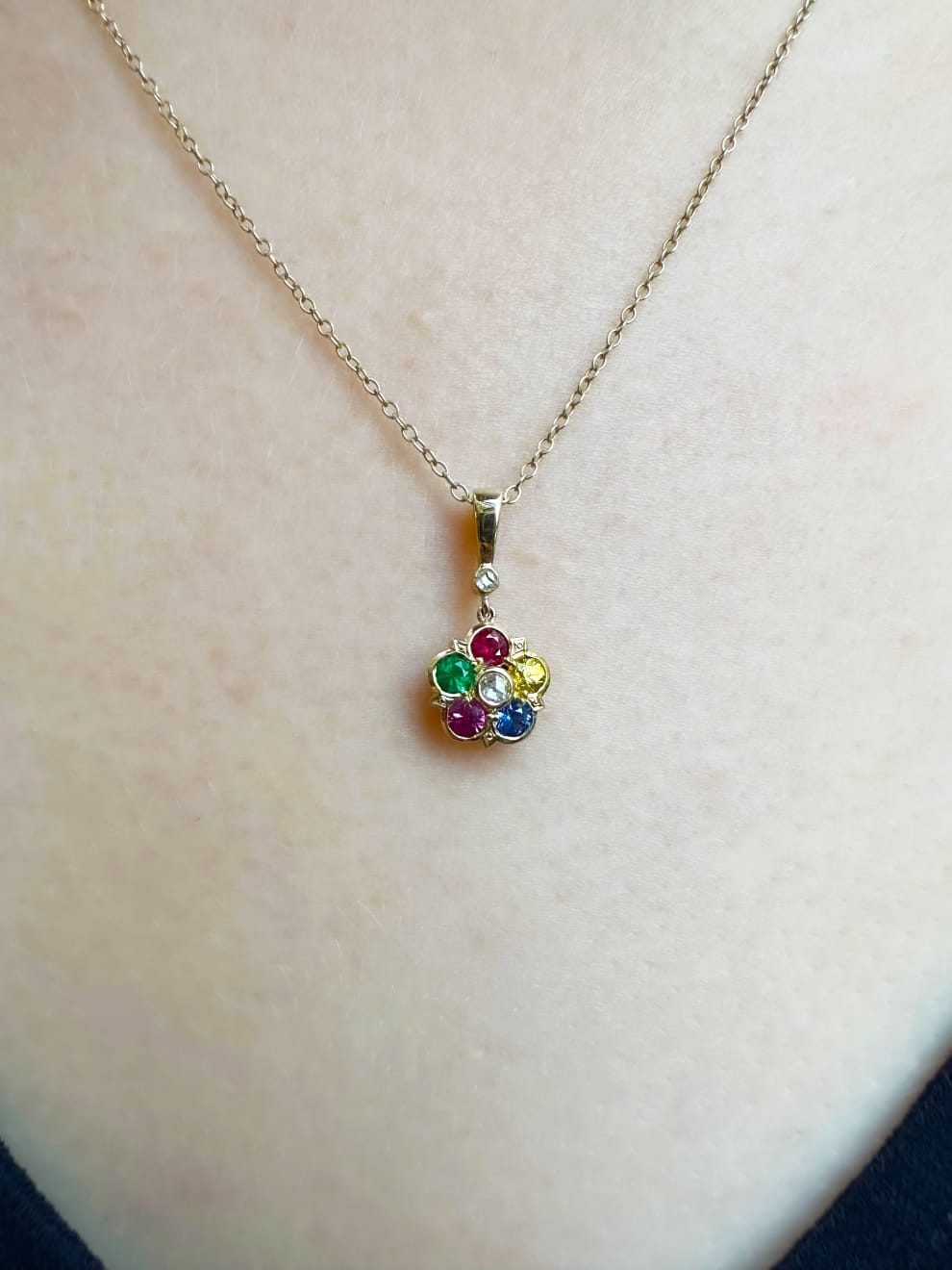 Harlequin Rose Pendant Necklace