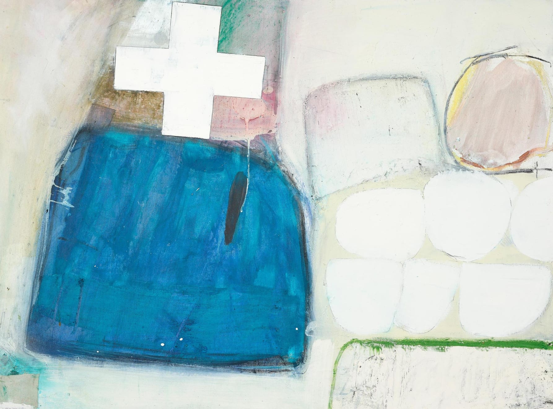 John Blackburn, White Cross over Blue Form, 2022