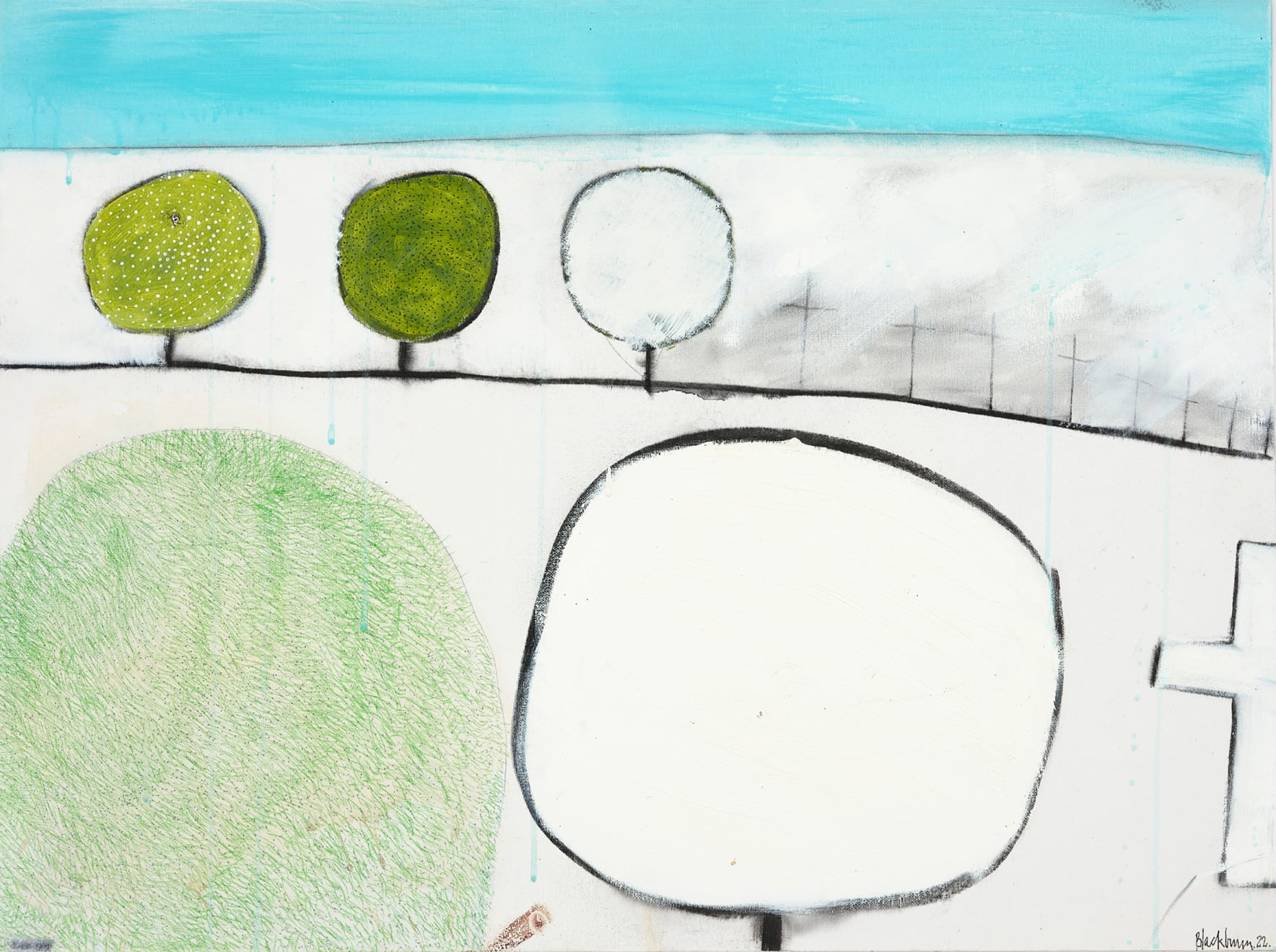 John Blackburn, Three Trees with Two Forms, 2022