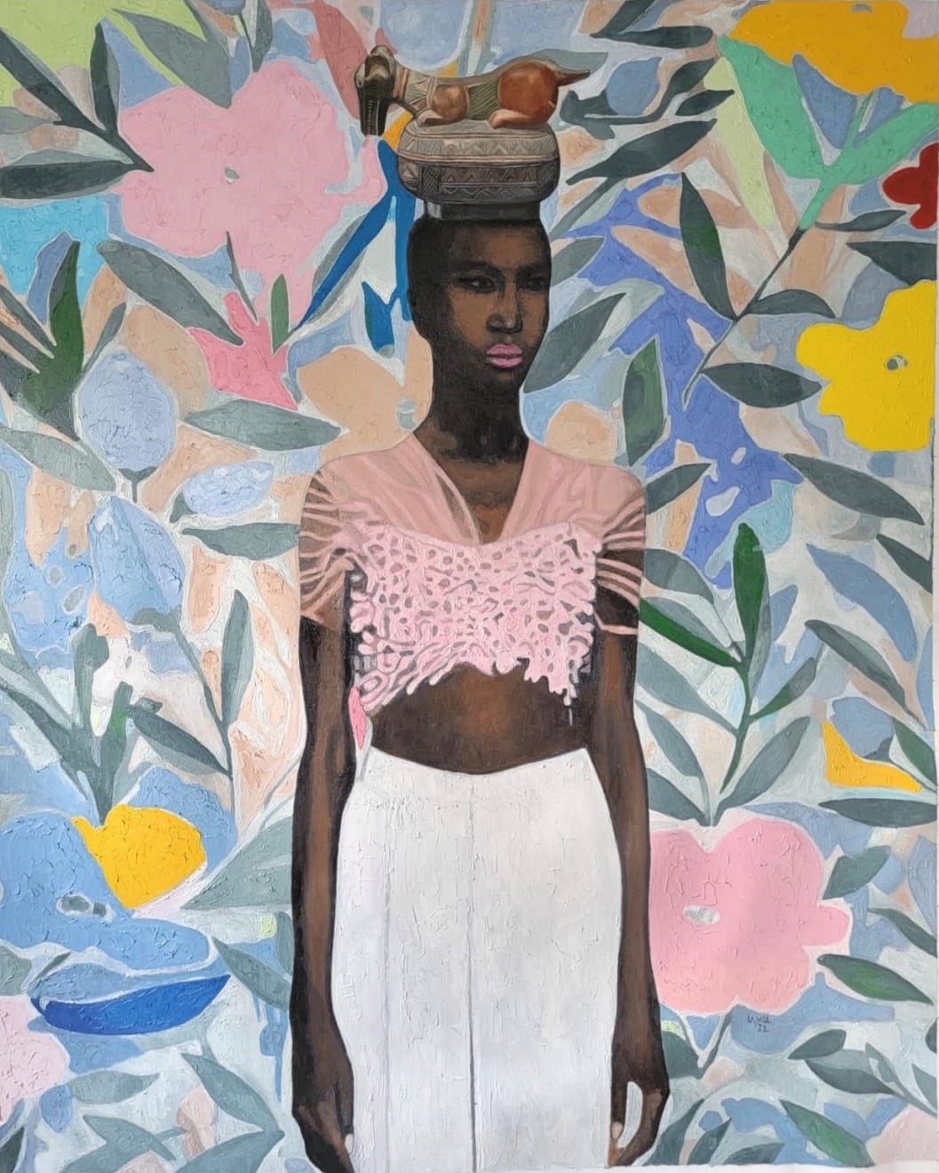 Wole Lagunju, Study of Woman Surmounted by Leopard II, 2022