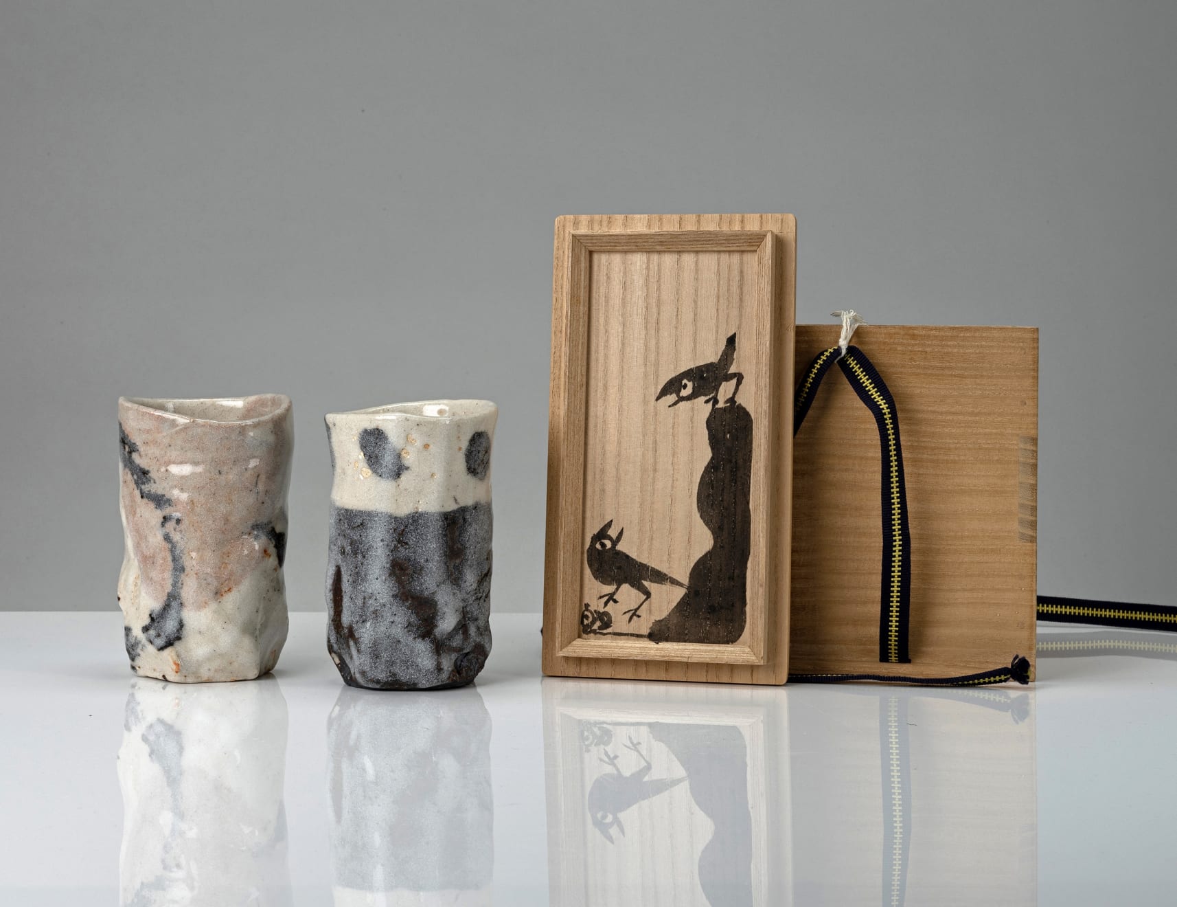 Pair of tall Shino Cups, 1977