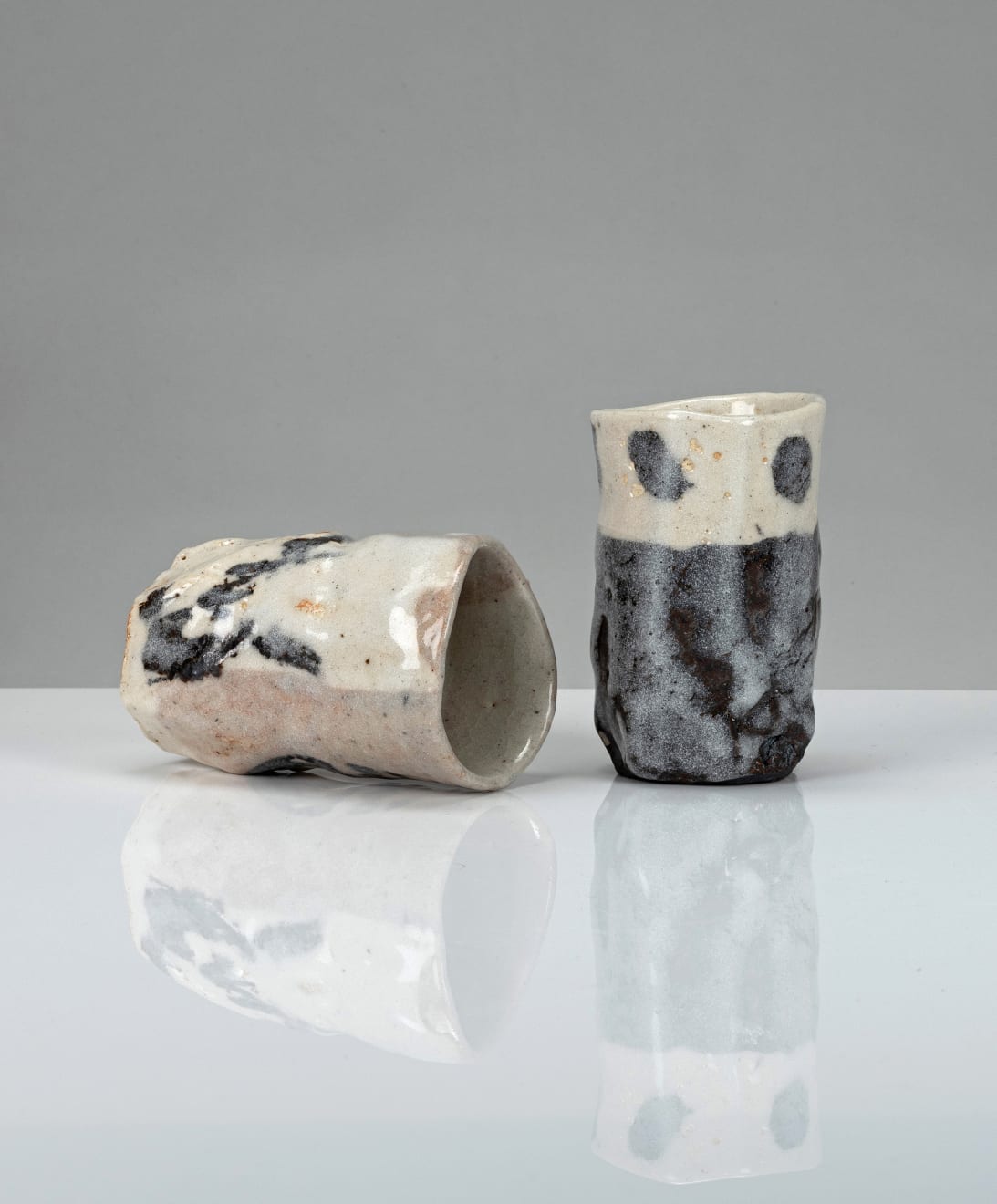 Suzuki Goro, Pair of tall Shino Cups, 1977