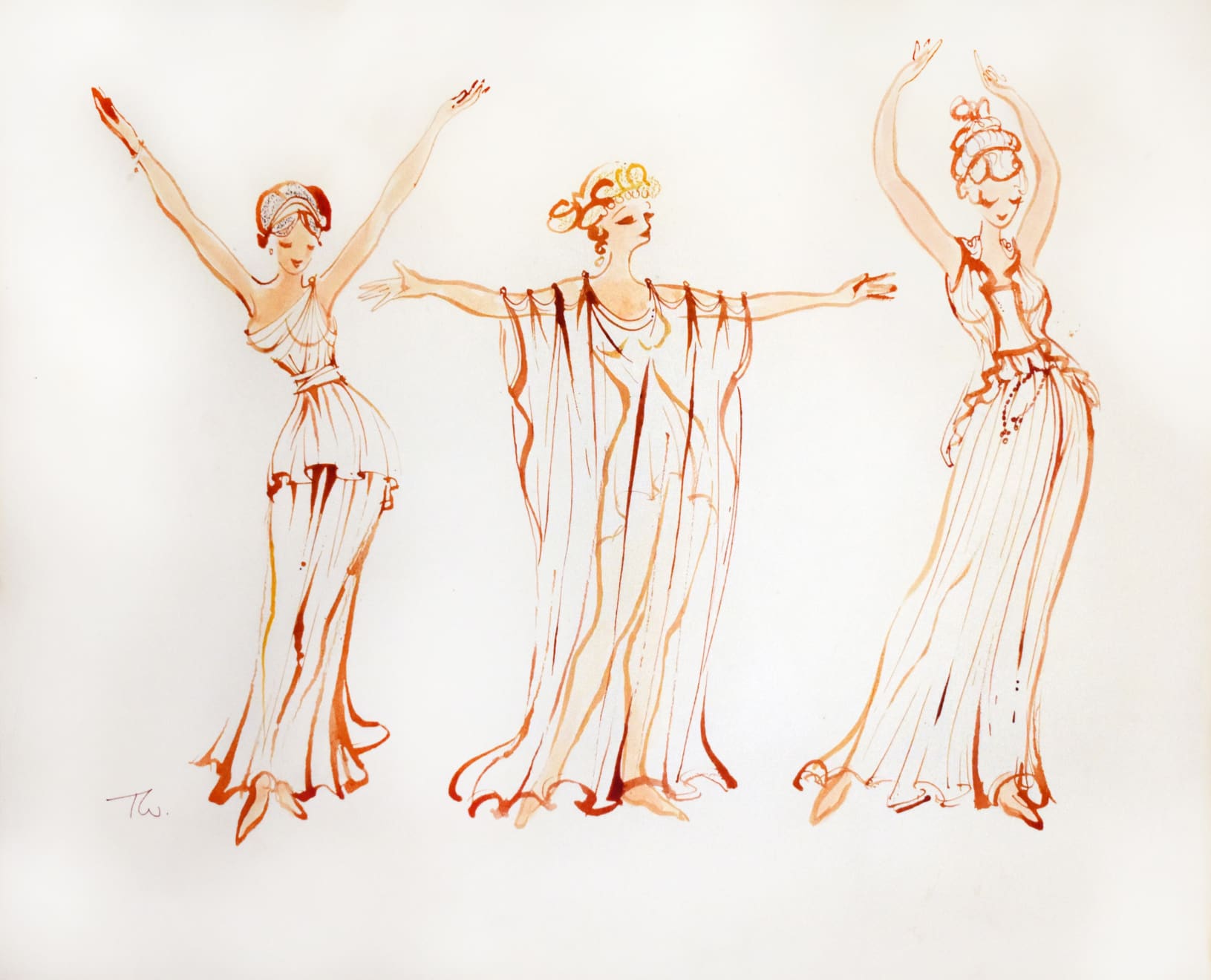 Tony Walton, A Funny Thing Happened on the Way to the Forum: Three Dancers Arms Outstretched, 1996