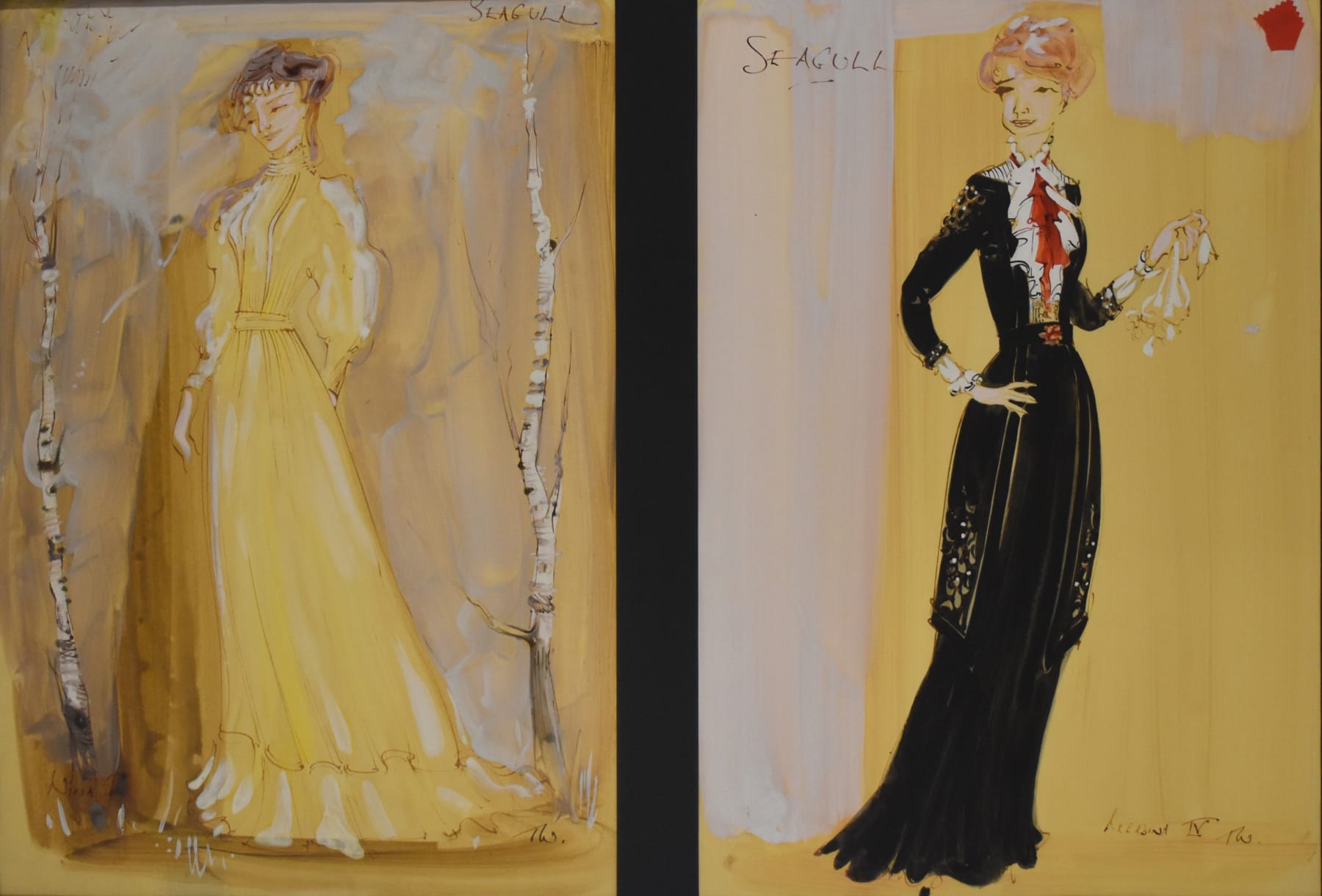 Tony Walton, The Seagull, Vanessa Redgrave as Nina and Simone Signoret as Arkadina, 1968