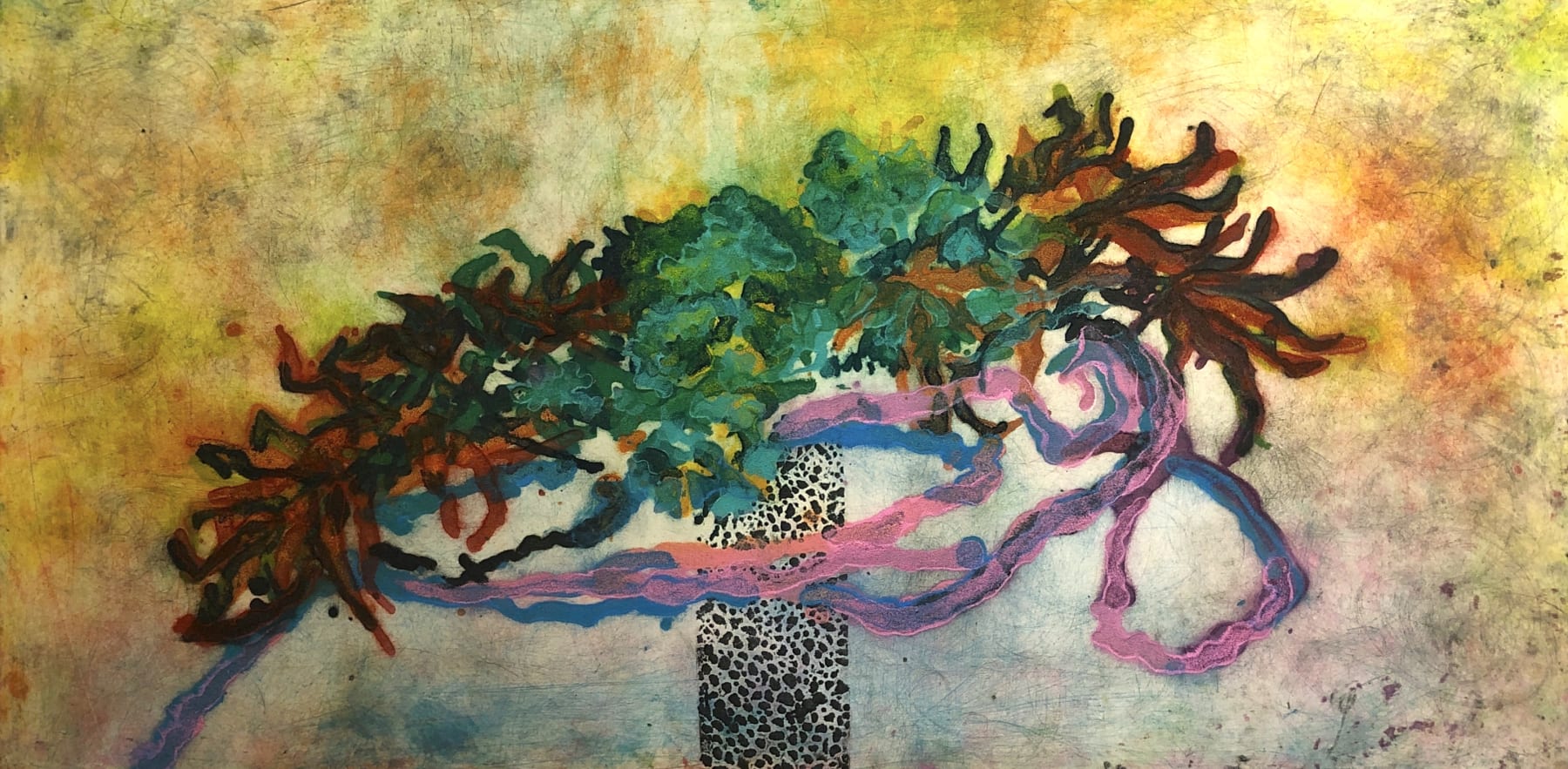 Sophie Layton, Hydrangea, Acer and Willow with Cylinder Vase, 2021