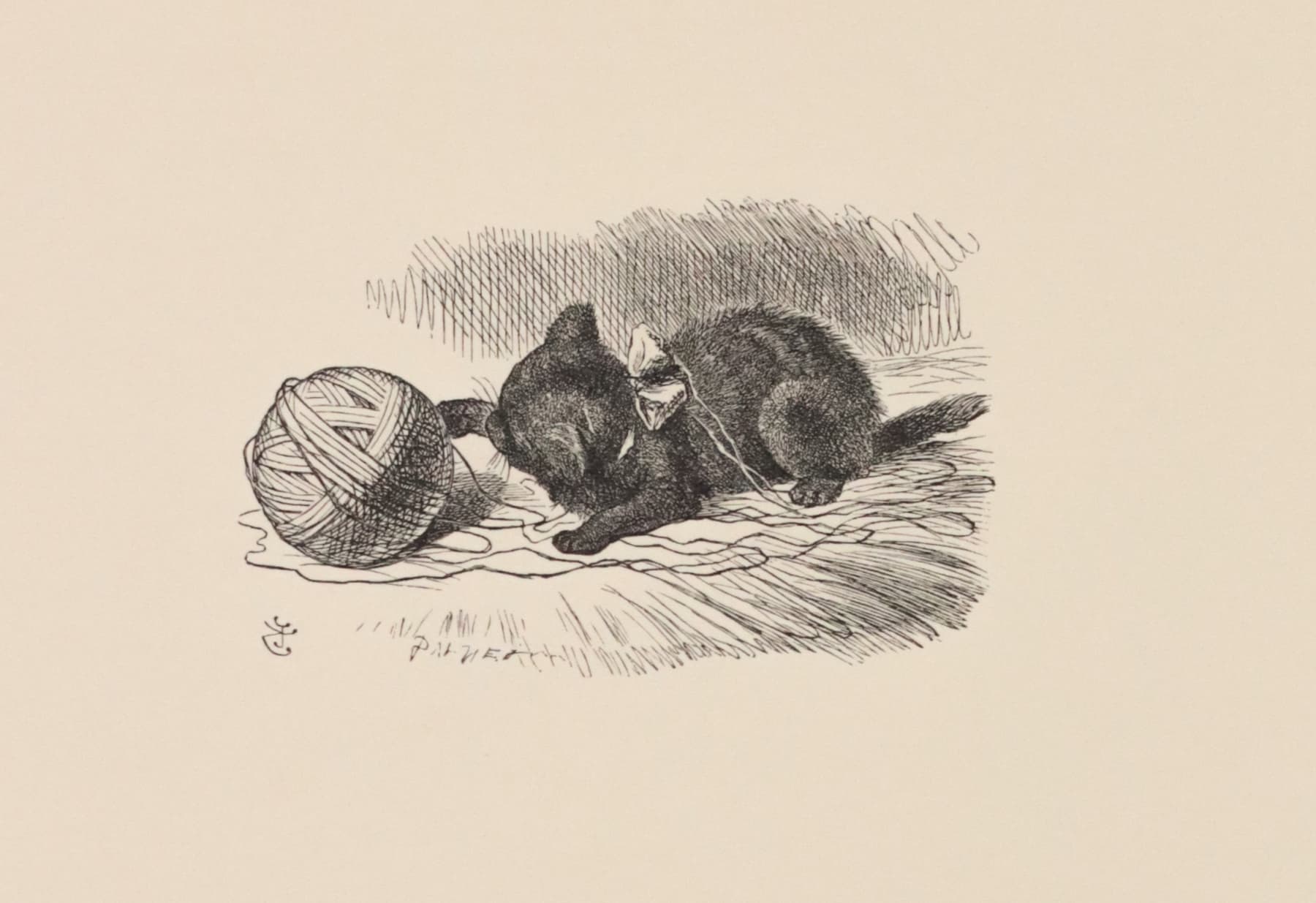 Dulwich College Secret Bid Auction 2025, LOT 140: John Tenniel - ‘The kitten had been having a grand game of romps with the ball of worsted Alice had been trying to wind up’ (duplicate), 1988