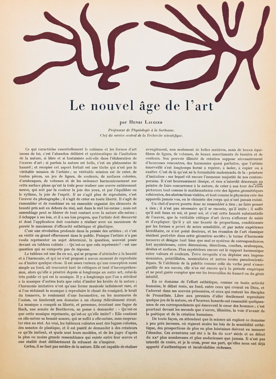 Summer Auction 2021, LOT 4: Jean Arp - From 'Derrière le Miroir - L'Art Abstrait', 1949