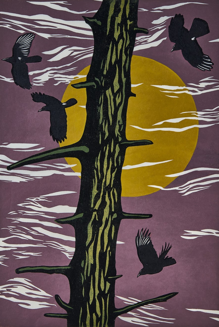 Christmas Secret Bid Auction 2024, LOT 110: Paul Hogg - Tree, Crows, Sun, 2016