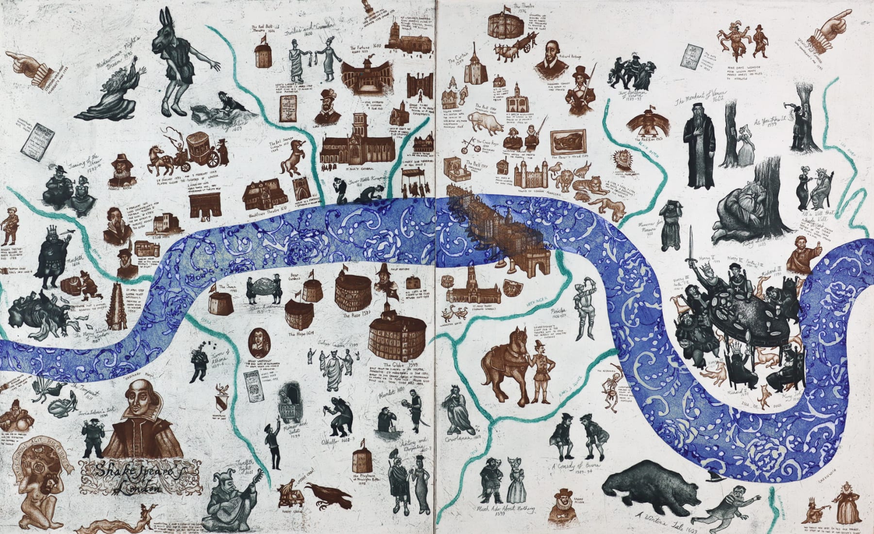 Dulwich College Secret Bid Auction 2025, Lot 6: Mychael Barratt - Map of Shakespeare's London, 2016