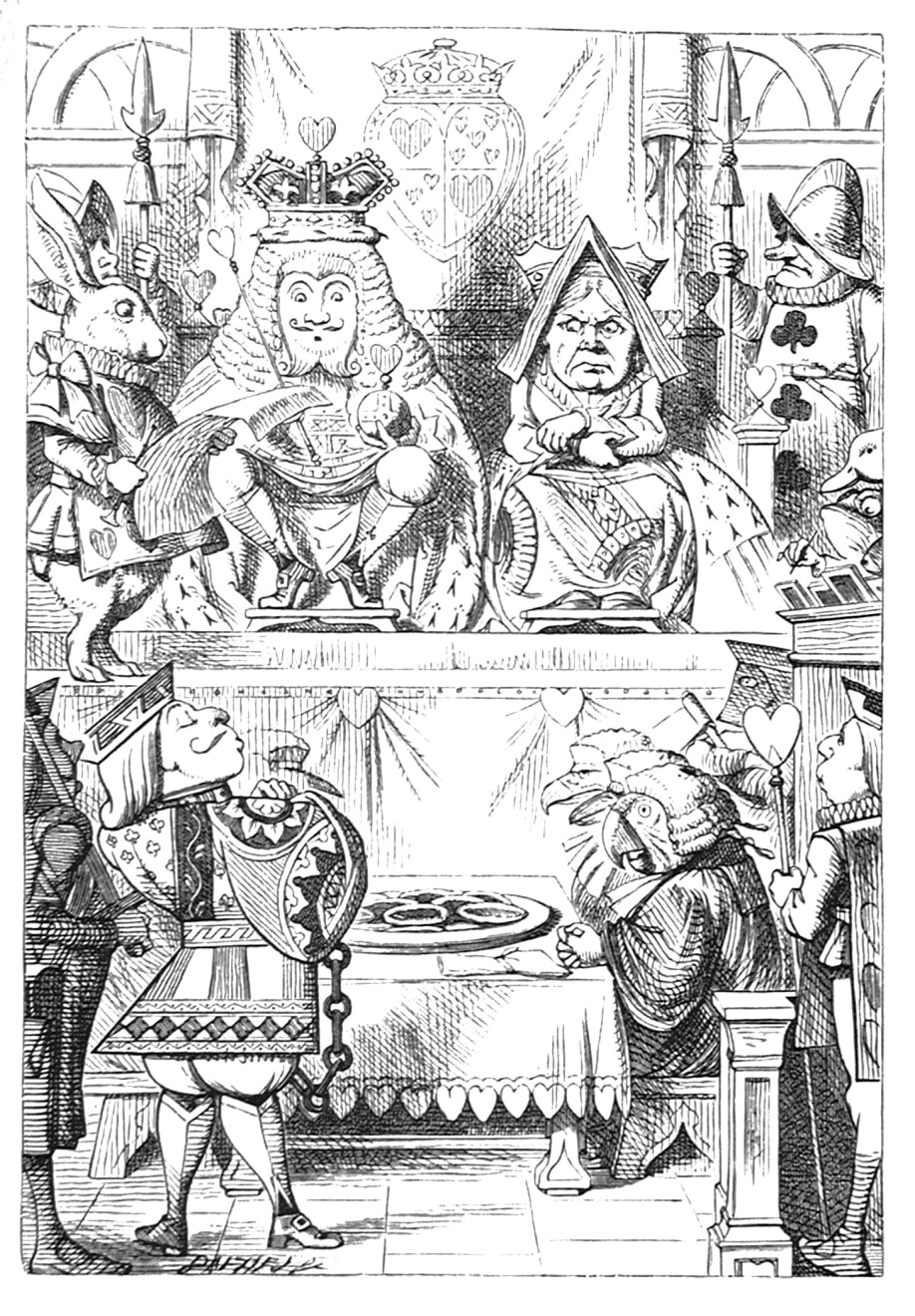 John Tenniel, ‘The King and Queen of Hearts were seated on their throne...with a great crowd assembled about them, 1988