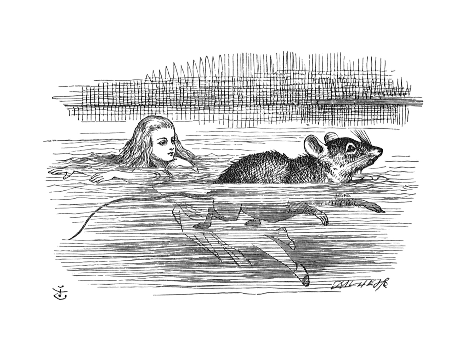 John Tenniel, ‘O Mouse, do you know the way out of this pool?’, 1988