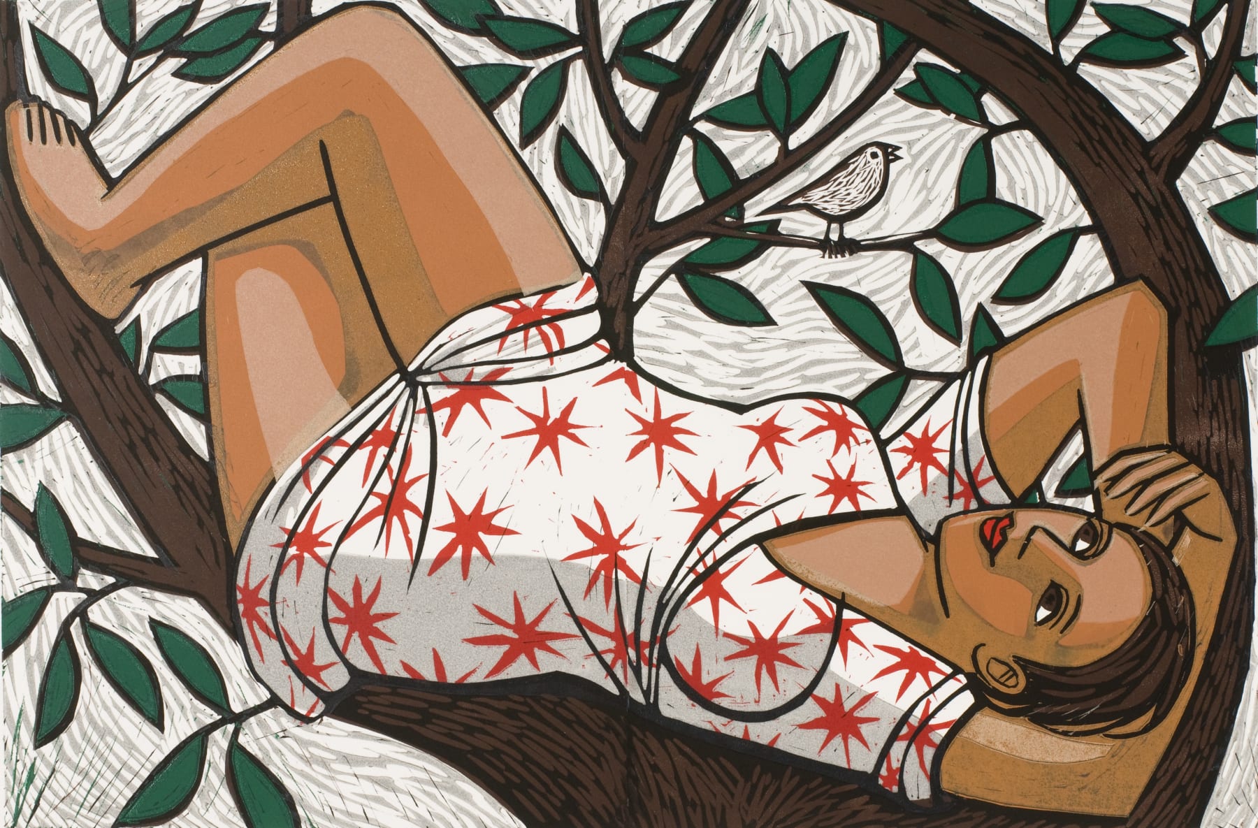 Anita Klein, Resting in a Tree, 2012 | Linocut 