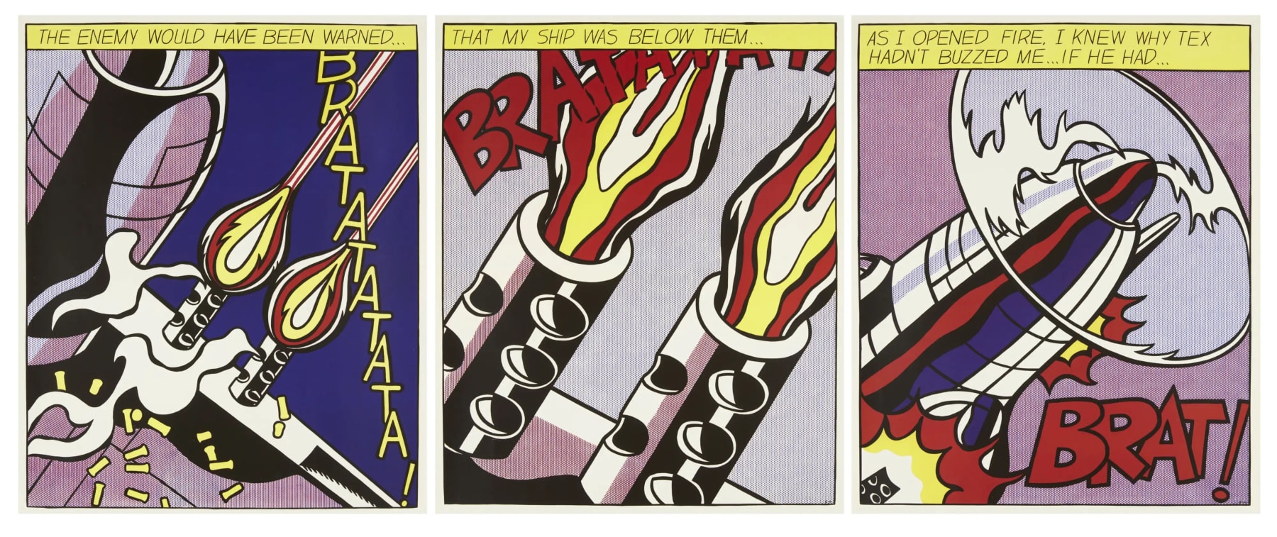 Christmas Secret Bid Auction 2024, LOT 138: Roy Lichtenstein (after) - As I Opened Fire (Triptych), 1964