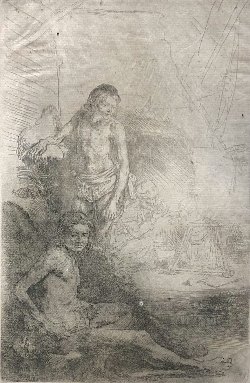 Rembrandt Van Rijn, Nude Man Seated and another Standing, 1646