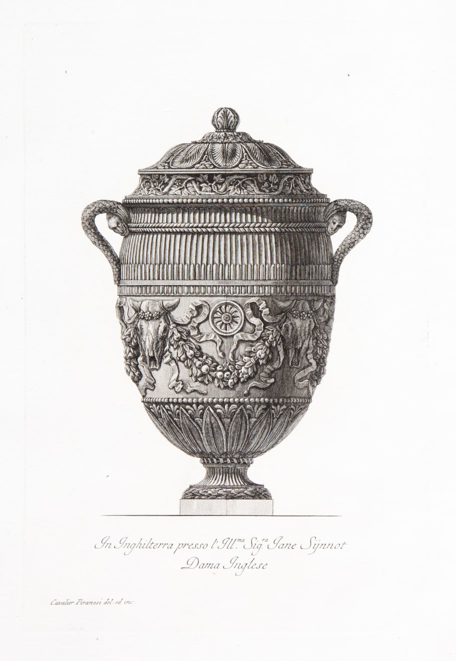 Giovanni Battista Piranesi, Marble Vase with bucrania supporting garlands, 1773-78