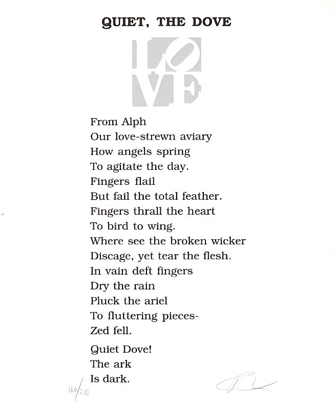 Dulwich College Secret Bid Auction 2025, LOT 87: Robert Indiana - Quiet, The Dove, 1996