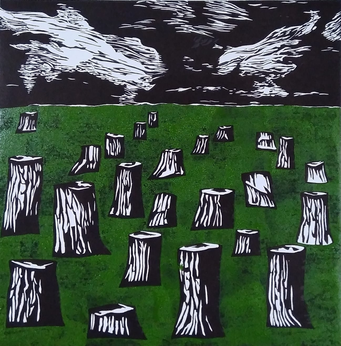 Summer Auction 2021, LOT 98: Paul Hogg - Landscape with Cut Trees (Green Ground), 2009