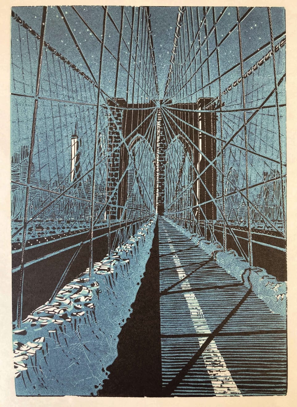 Summer Secret Bid Auction 2023, LOT 59: Anne Desmet - Brooklyn Bridge: Night Ice with Stars TP, 2015