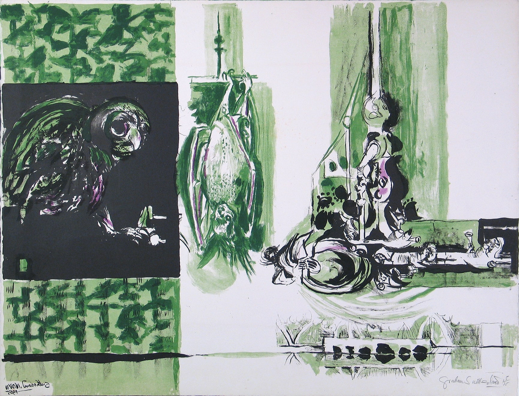 Graham Sutherland, Hanging Form, Owl and Bat, 1955