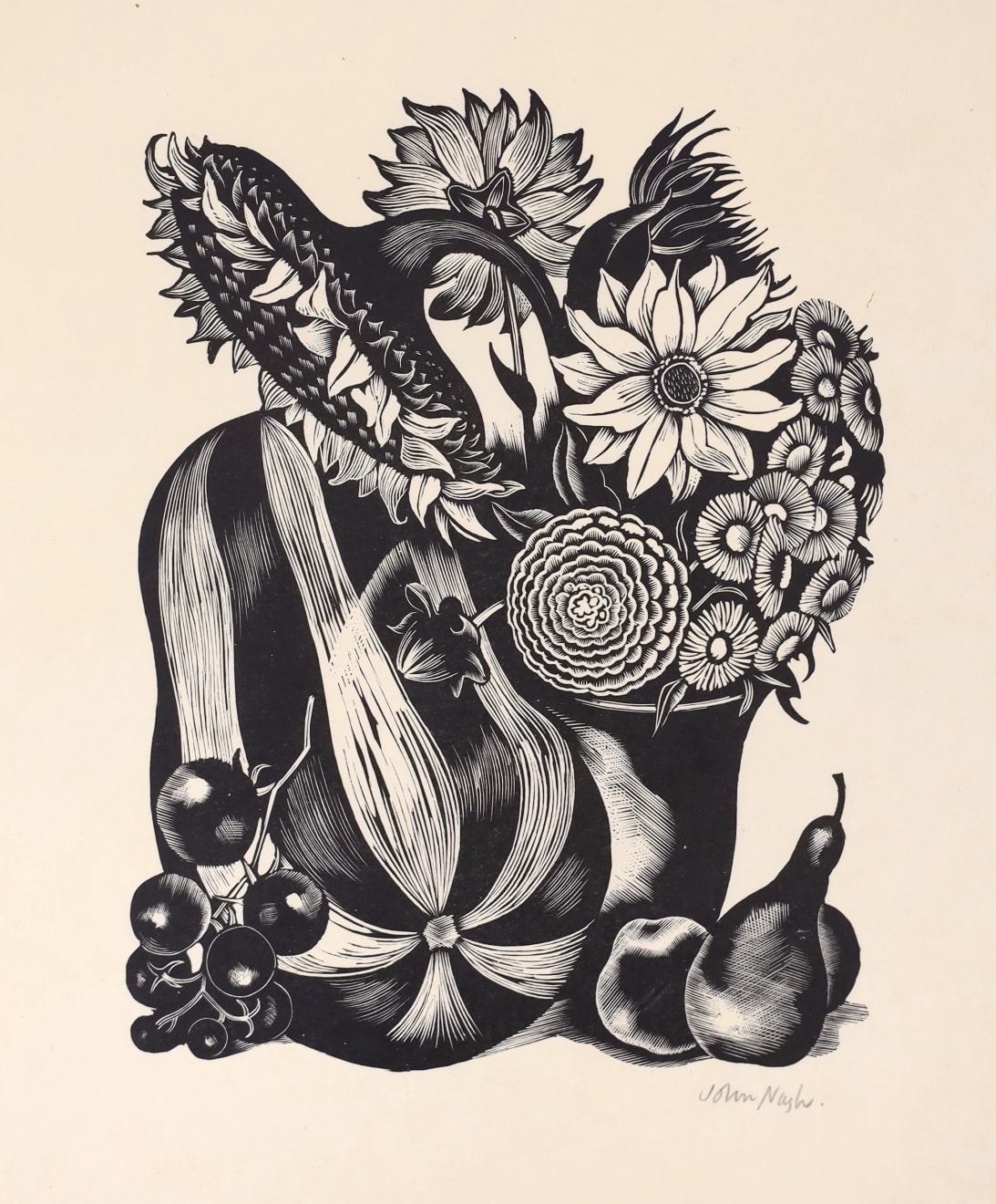 John Nash, Marrow and other Autumn Fruit and Flowers, 1935