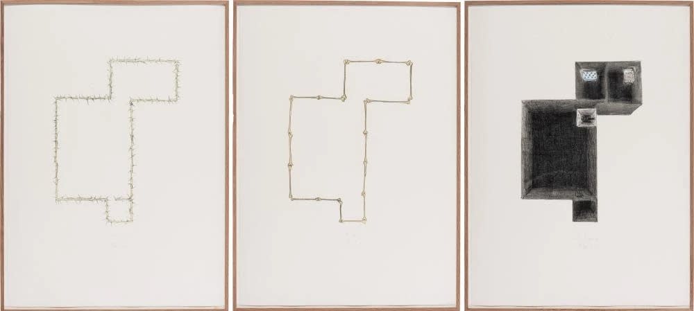 Dulwich College Secret Bid Auction 2024, LOT 99: Guillermo Kuitca - Untitled (Triptych), 1990