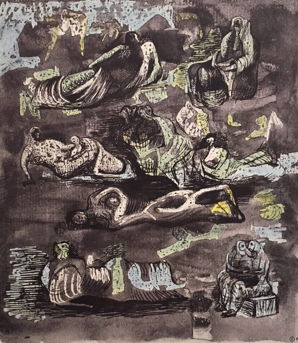 Henry Moore, Untitled LXII (Shelter Sketchbook), 1967