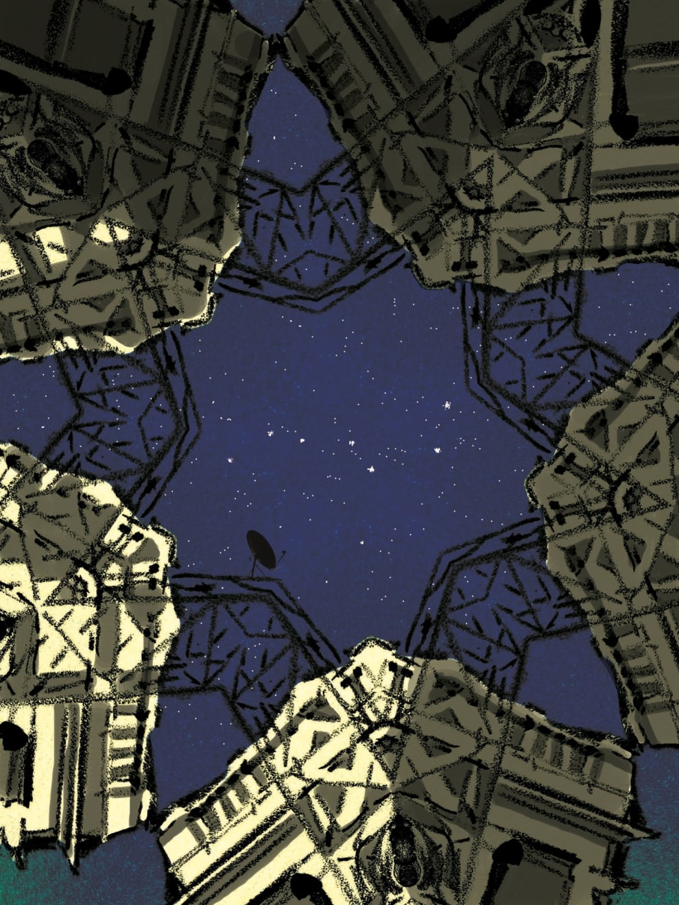 Anne Desmet, Sky Window 23: Stars and Satellites, 2023