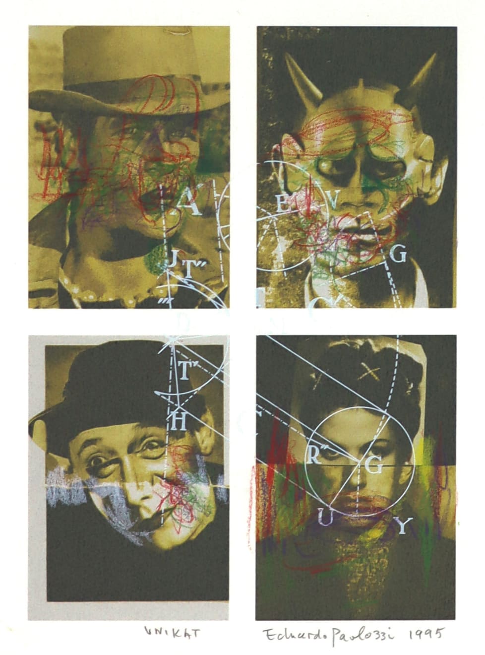 Eduardo Paolozzi, Untitled, four heads (Paul Newman), 1995