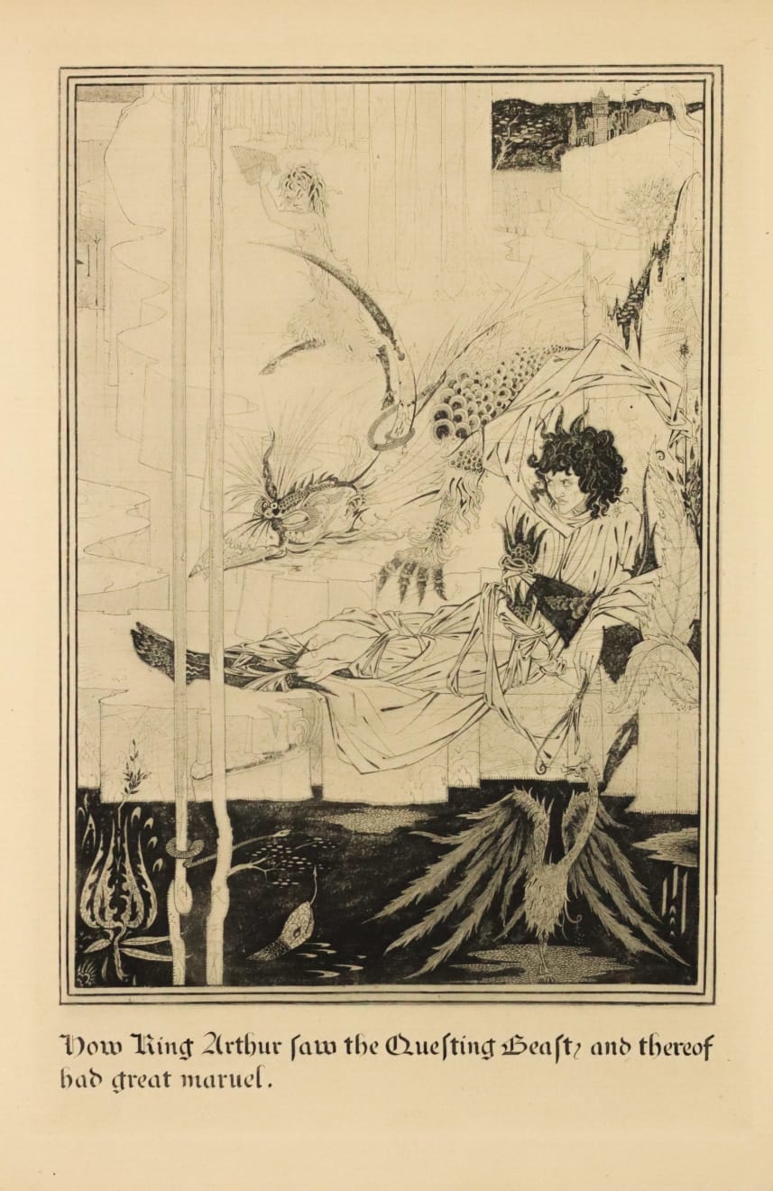 Dulwich College Secret Bid Auction 2025, Lot 10: Aubrey Beardsley - How King Arthur Saw The Questing Beast and Thereof Had Great Marvel, 1893-1894