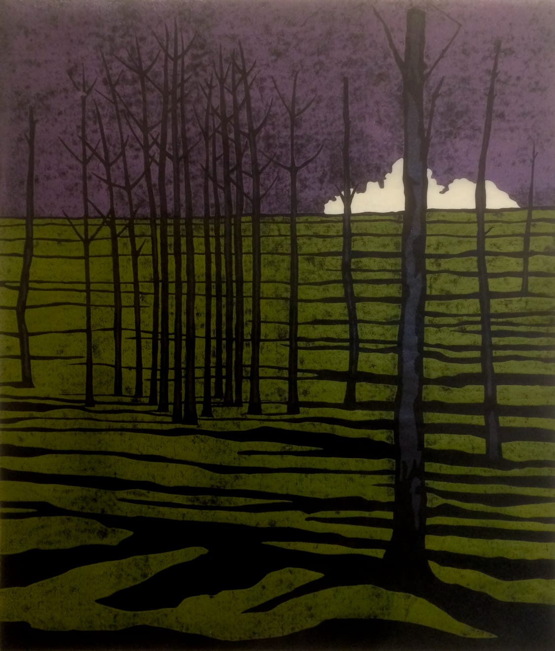 Paul Hogg, Landscape With Trees and Cloud (Purple Sky), 2017
