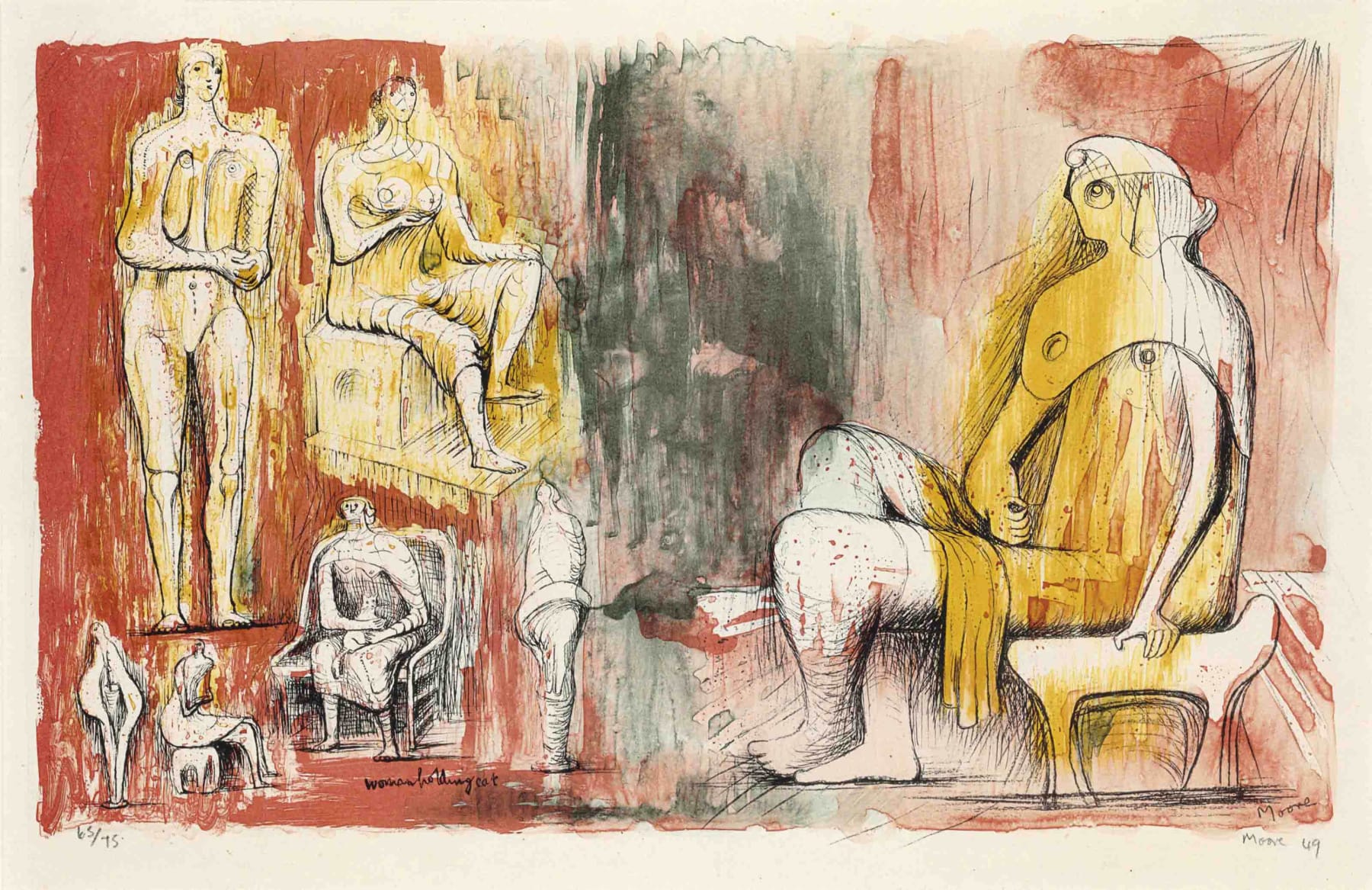 Henry Moore, Woman Holding Cat, 1949