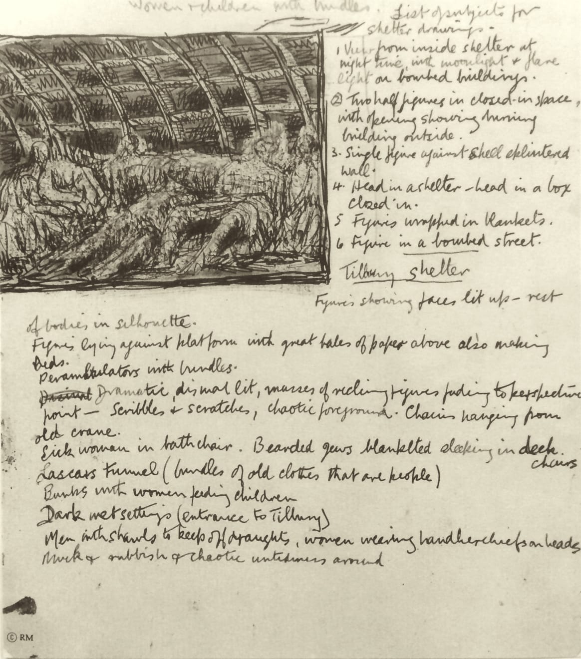 Henry Moore, Untitled XIX (Shelter Sketchbook) , 1967