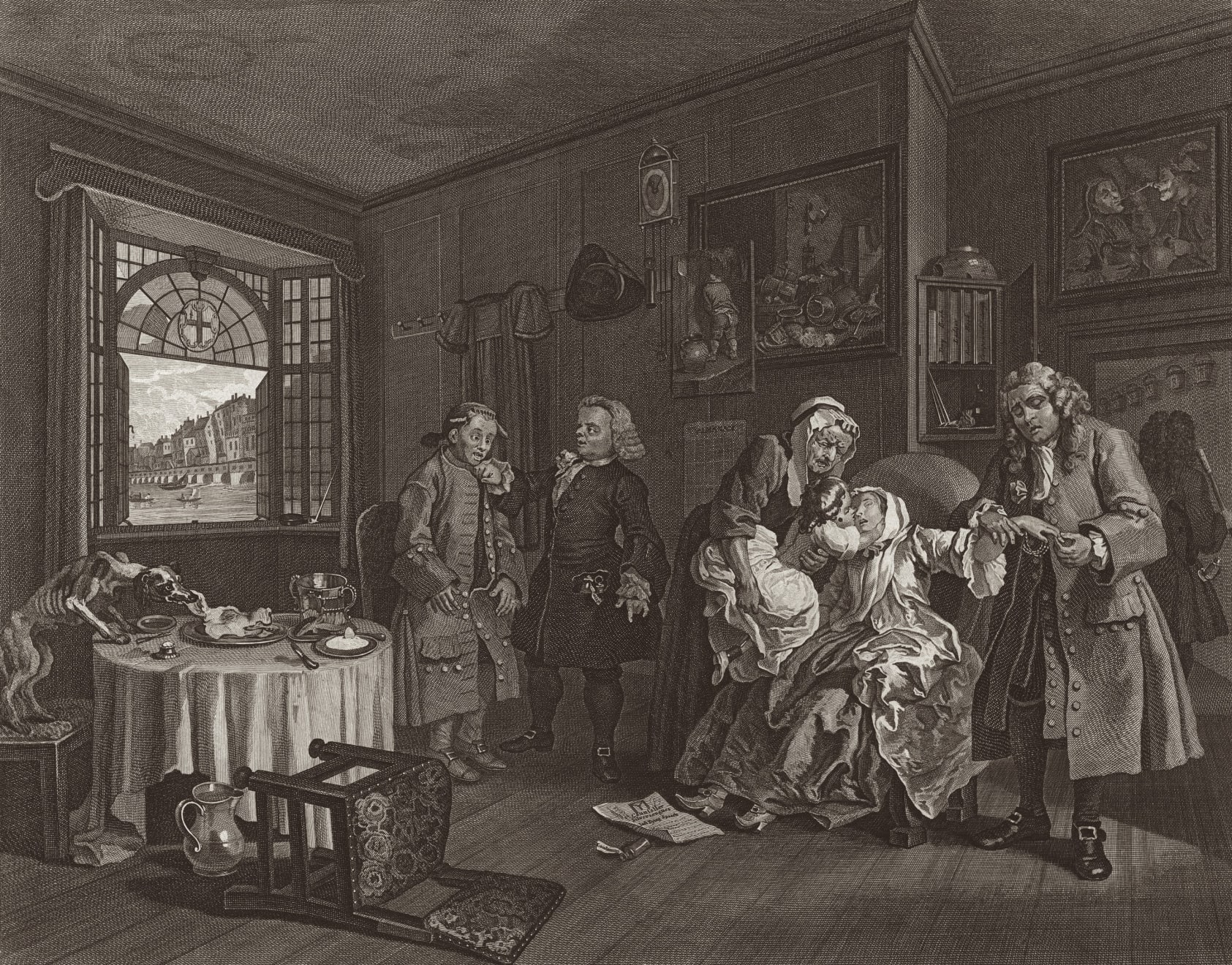 Summer Secret Bid Auction 2023, LOT 104: William Hogarth - Marriage à la Mode, Plate 6, 1745