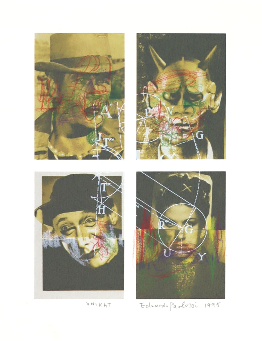 Eduardo Paolozzi, Untitled, four heads (Paul Newman), 1995
