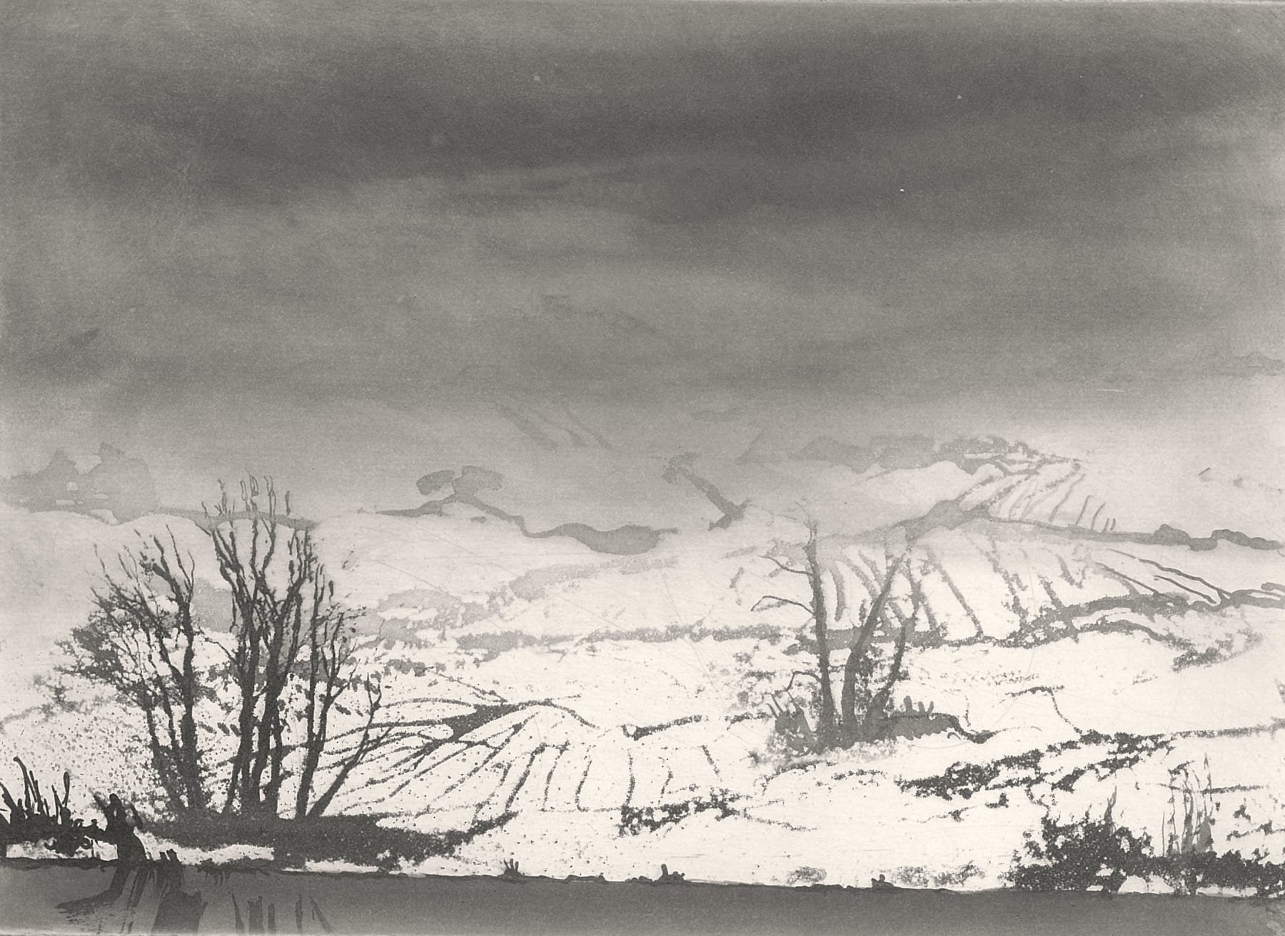 Norman Ackroyd, Striding Edge, Wharfedale, 2021