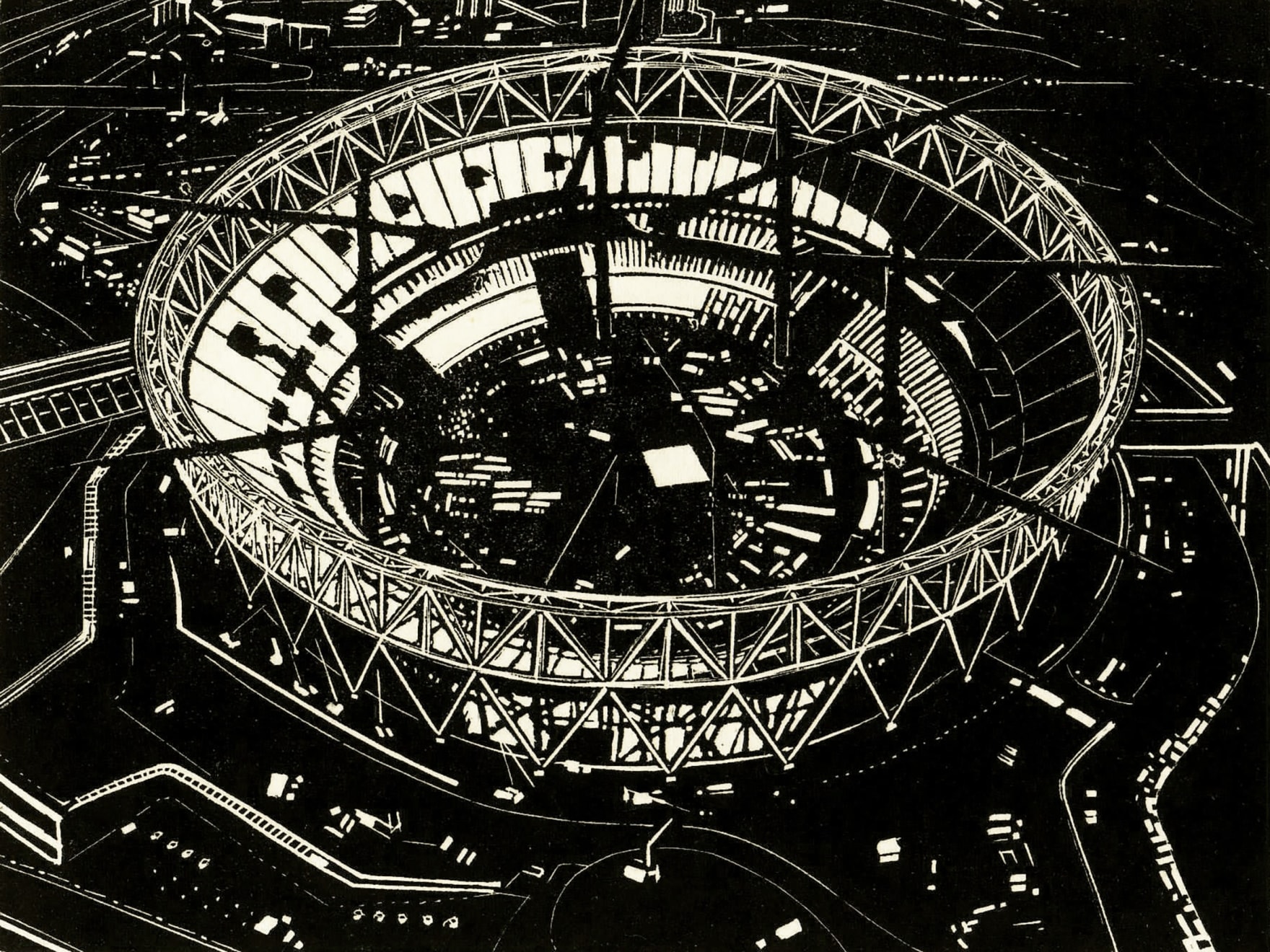 Anne Desmet, Olympic Stadium with Cranes I, 2009