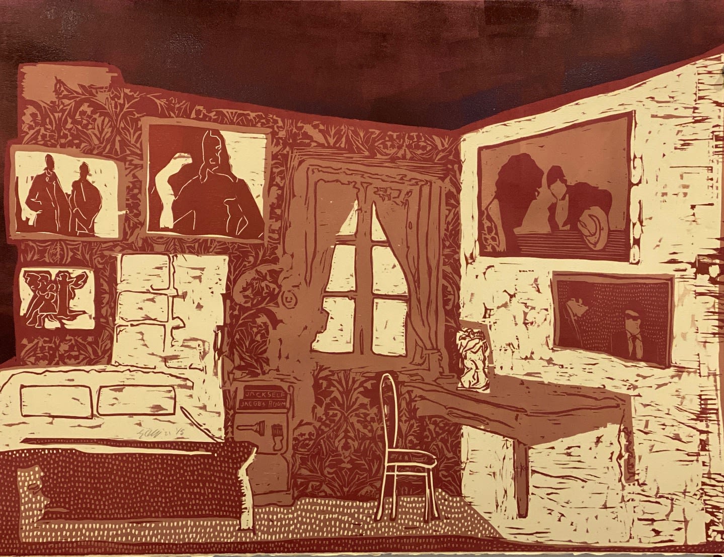Jake Garfield, Jacob's Room, 2021 Linocut Eames Fine Art