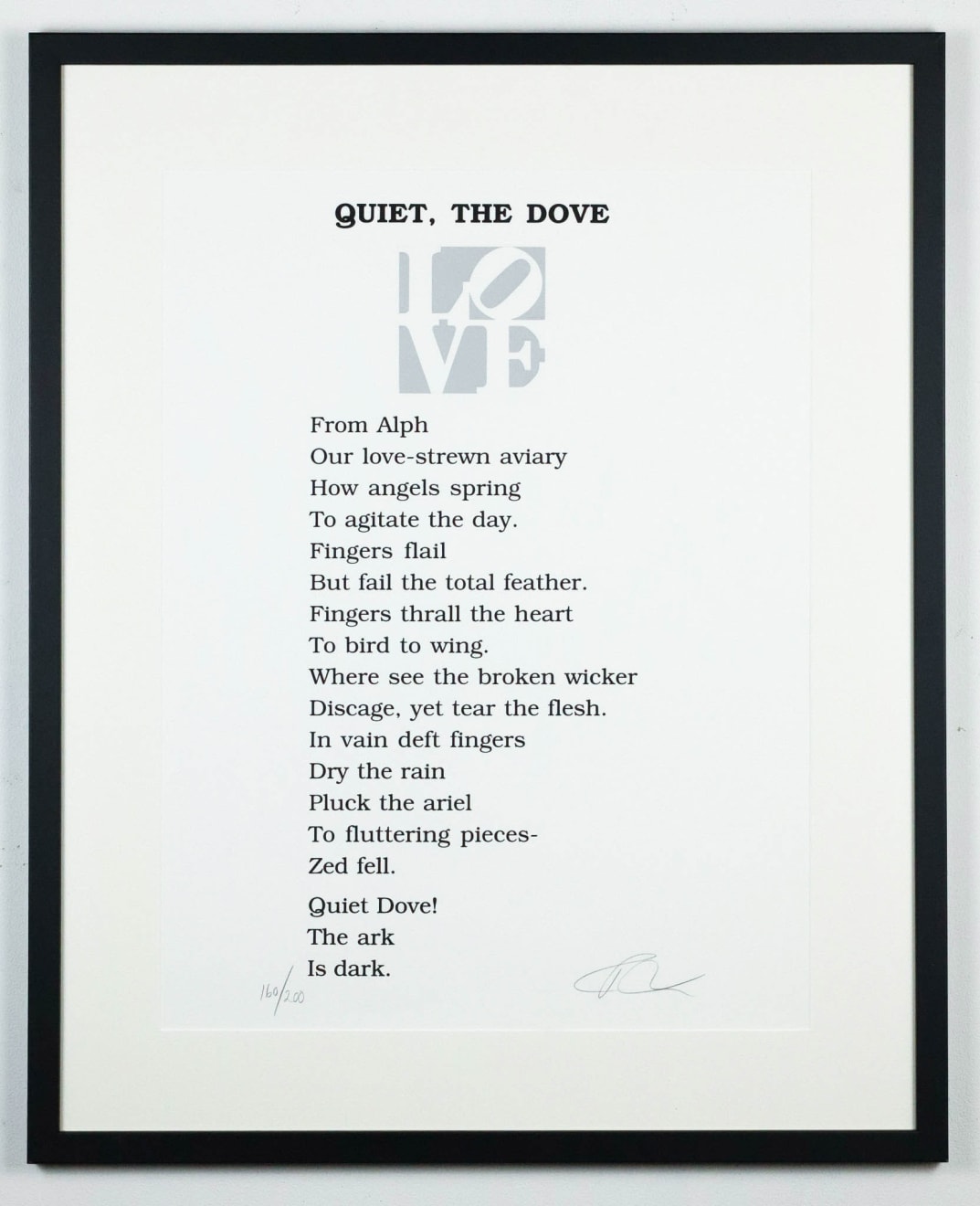 Dulwich College Secret Bid Auction 2025, LOT 87: Robert Indiana - Quiet, The Dove, 1996