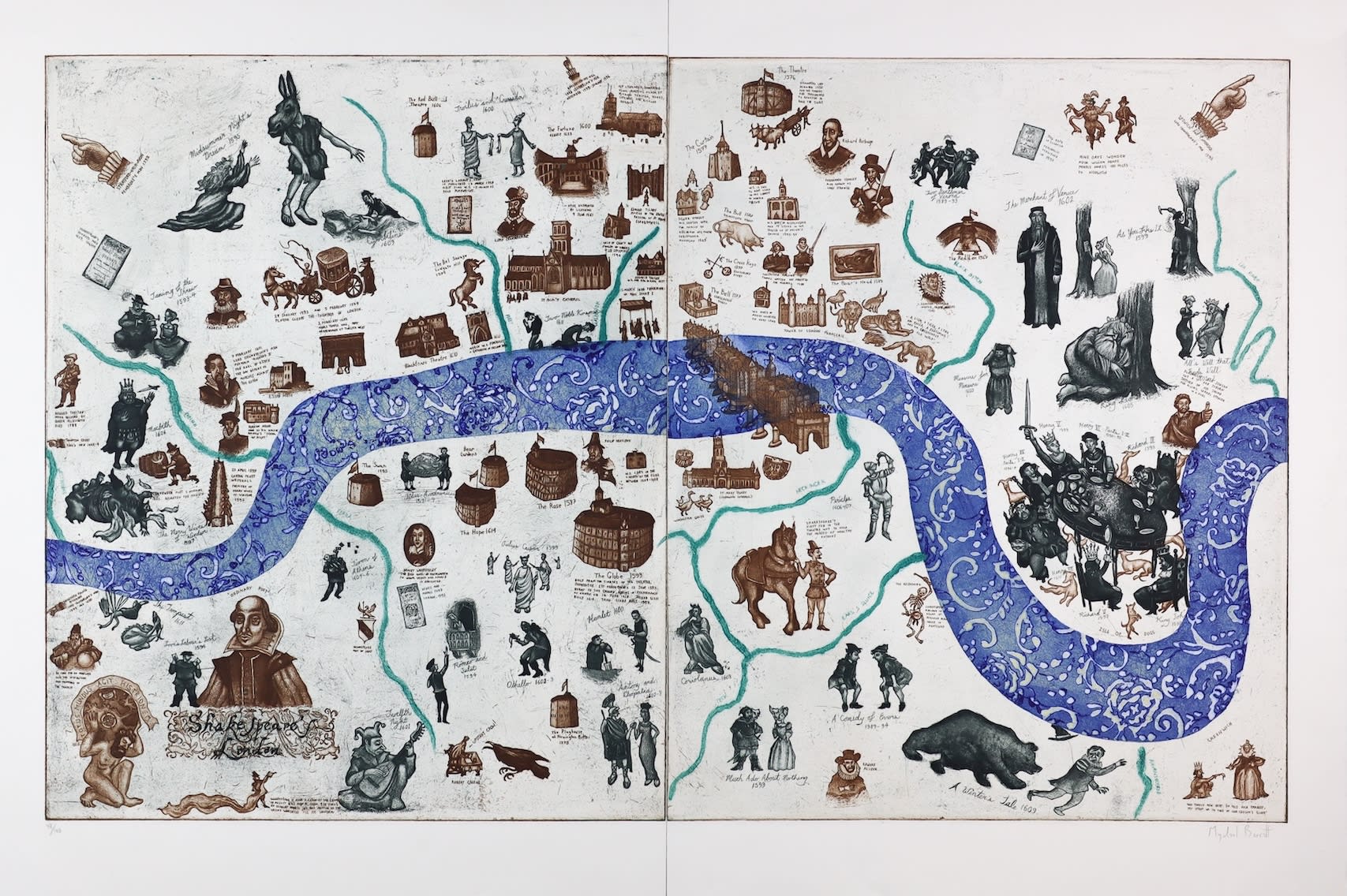 Dulwich College Secret Bid Auction 2025, Lot 6: Mychael Barratt - Map of Shakespeare's London, 2016